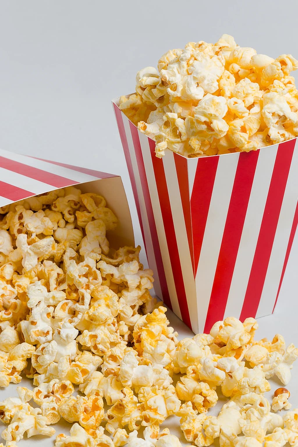 Butterfly popcorn processed on an industrial popcorn production line